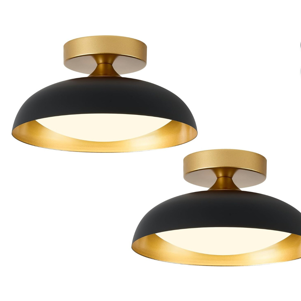 kudos Flush Mount Ceiling Light, 9.5inch LED Ceiling Light Fixture 2 Pack, Black